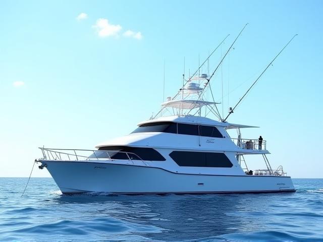 Cubierta del barco Premier Marlin con equipo de pesca